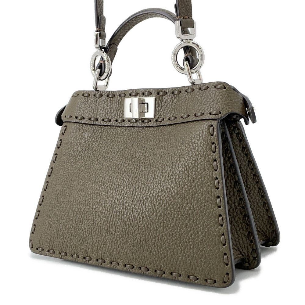 Fendi Peekaboo Selleria I See You Khaki8bn335 Leather Size Petit
