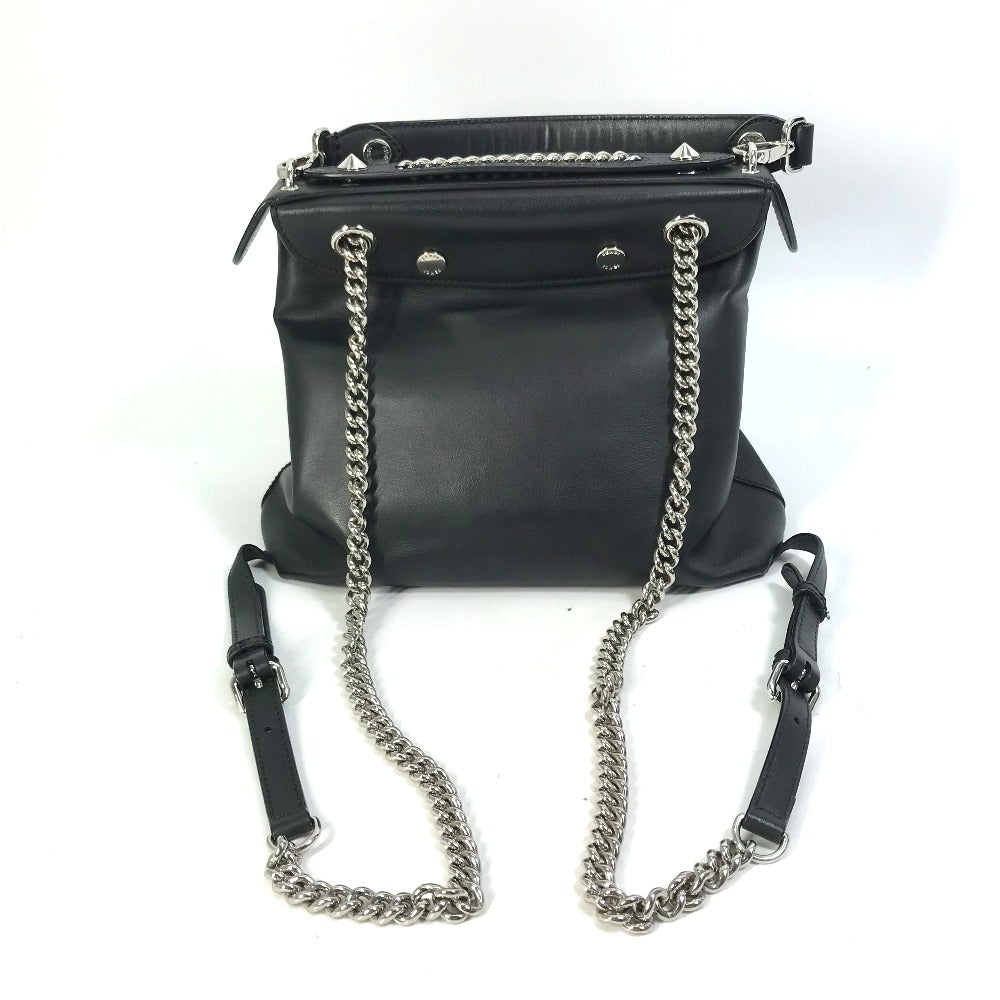 Fendi Backpack Leather Black Bag To School Women
