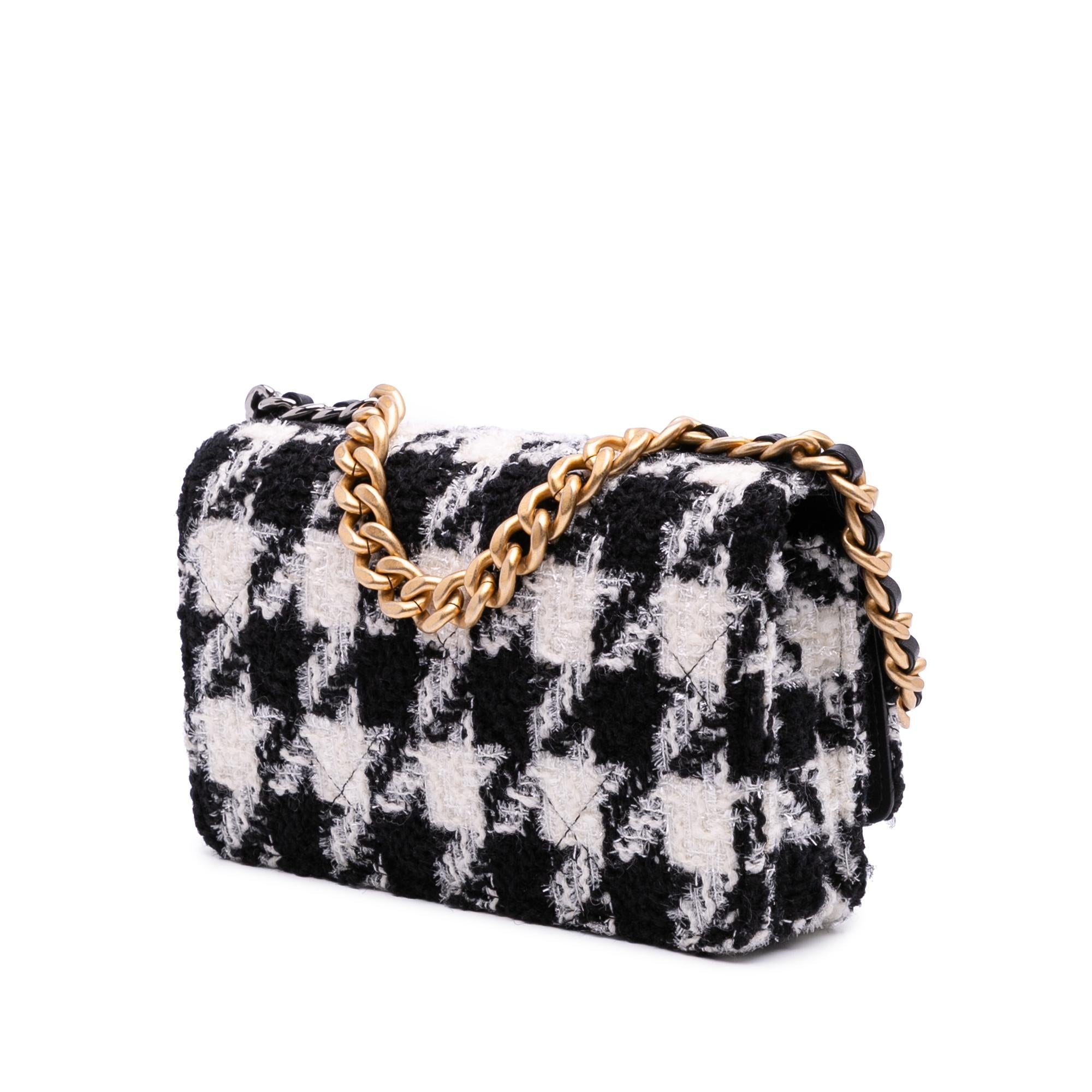 Chanel Houndstooth Tweed 19 Wallet On Chain