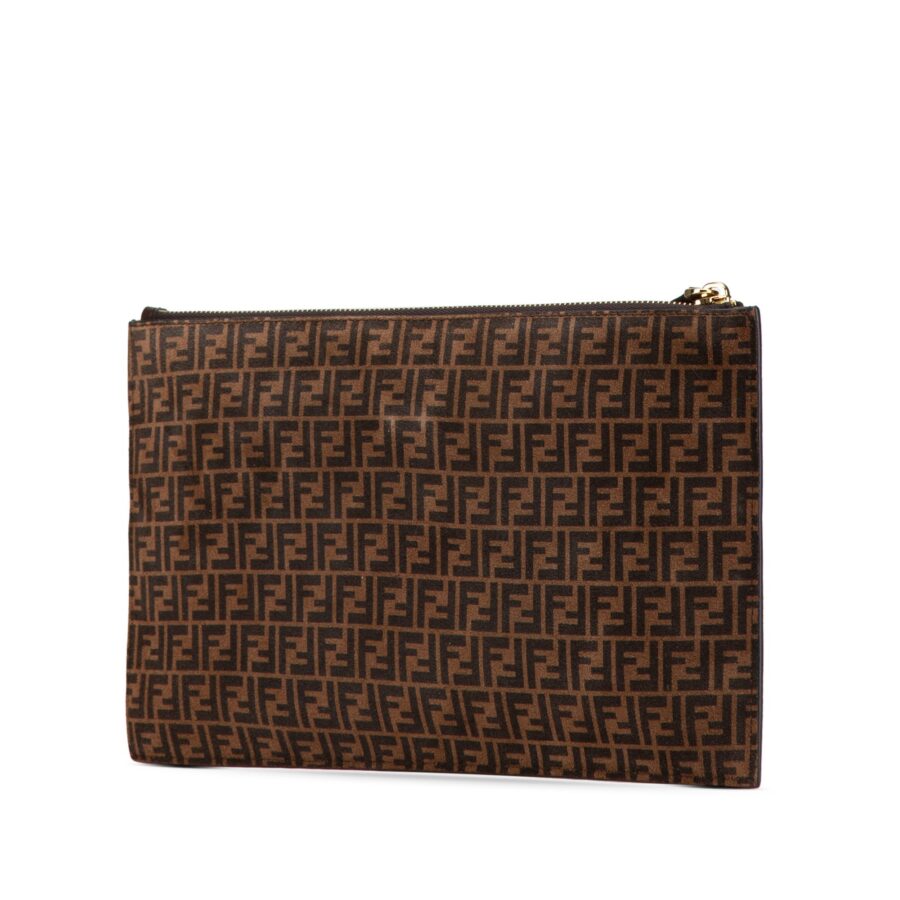 Brown Fendi Zucchino Suede Clutch | Studio Nafay