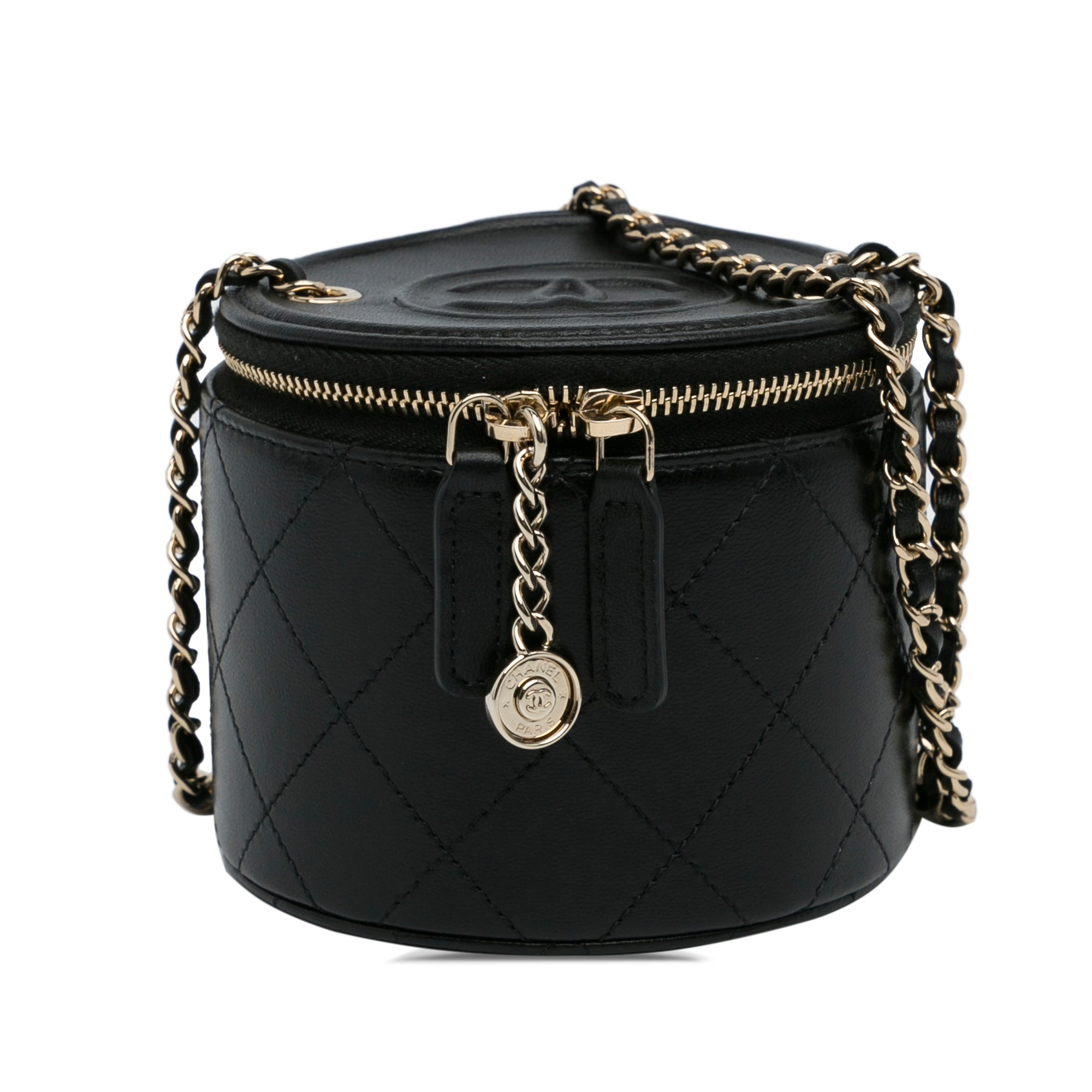 Black Chanel CC Round Vanity Bag
