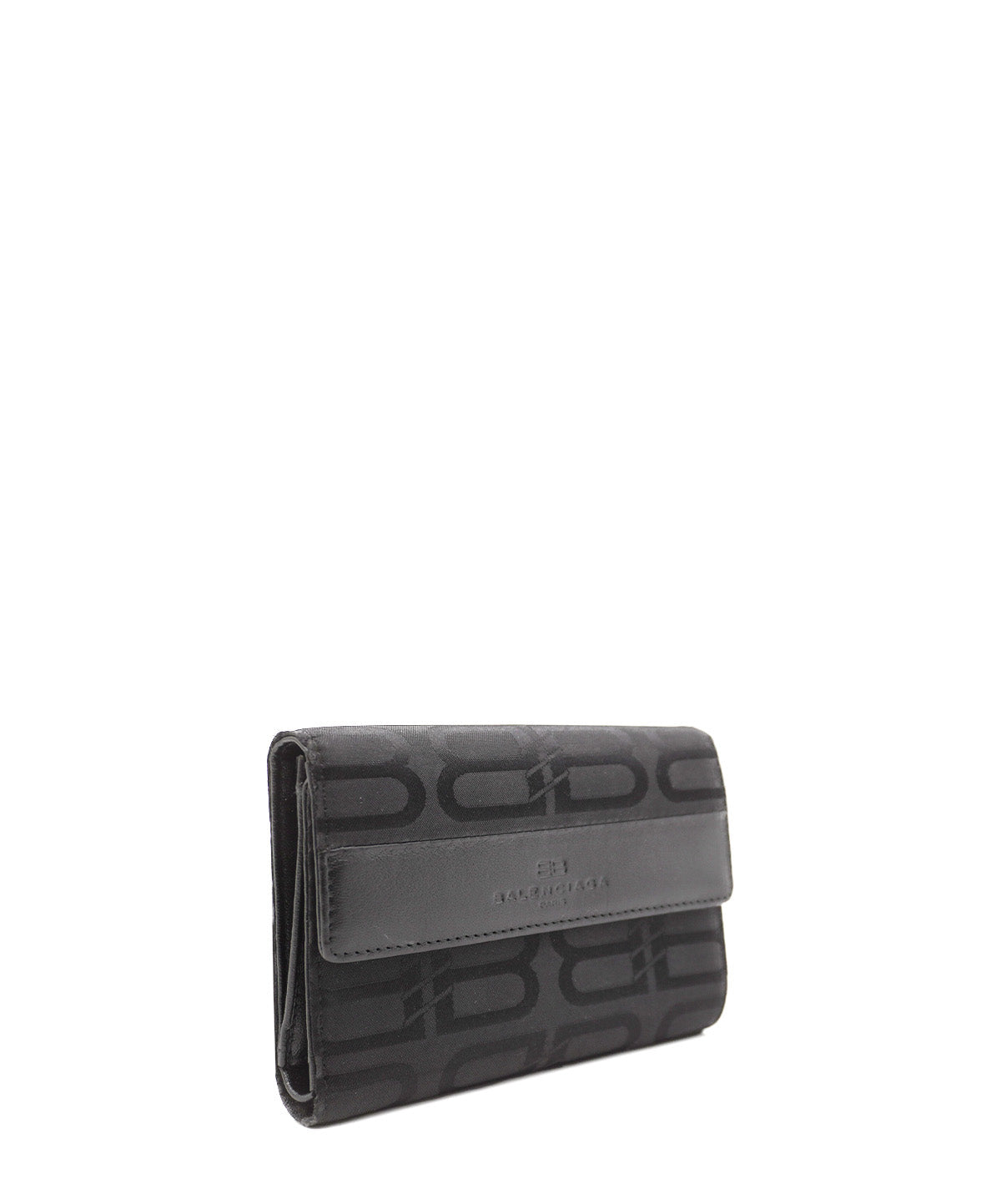 Tri-fold Monogram Leather And Nylon Black