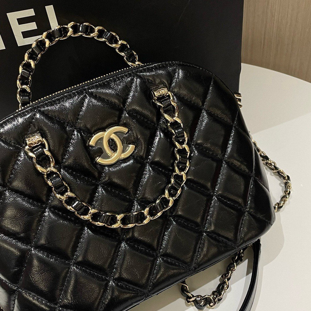 Chanel B Alma Handbag Small Black Leather